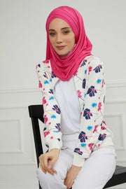 Jersey Shawl for Women %95 Cotton Scarf Head Wrap Modesty Turban Cap Hat,CPS-45 Fuchsia