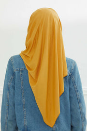 Jersey Shawl for Women %95 Cotton Scarf Head Wrap Modesty Turban Cap Hat,CPS-45 Mustard Yellow