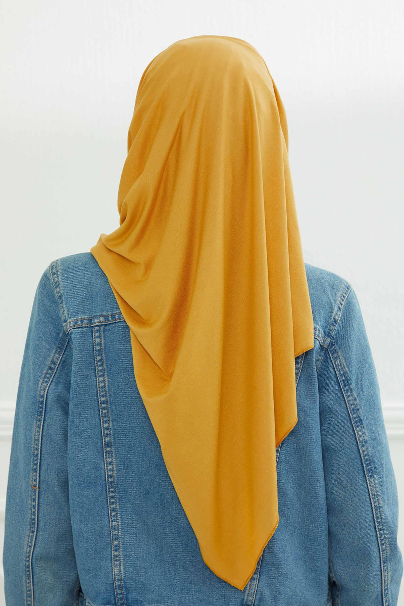 Jersey Shawl for Women %95 Cotton Scarf Head Wrap Modesty Turban Cap Hat,CPS-45 Mustard Yellow