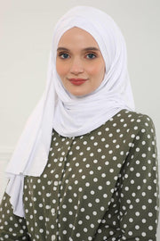 Jersey Shawl for Women %95 Cotton Scarf Head Wrap Modesty Turban Cap Hat,CPS-45 White