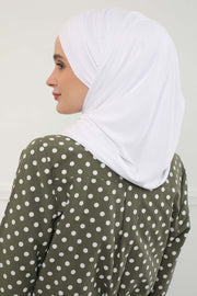 Jersey Shawl for Women %95 Cotton Scarf Head Wrap Modesty Turban Cap Hat,CPS-45 White