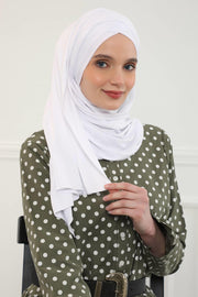 Jersey Shawl for Women %95 Cotton Scarf Head Wrap Modesty Turban Cap Hat,CPS-45 White