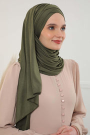Jersey Shawl for Women %95 Cotton Scarf Head Wrap Modesty Turban Cap Hat,CPS-45 Army Green