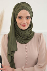 Jersey Shawl for Women %95 Cotton Scarf Head Wrap Modesty Turban Cap Hat,CPS-45 Army Green