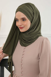 Jersey Shawl for Women %95 Cotton Scarf Head Wrap Modesty Turban Cap Hat,CPS-45 Army Green