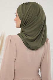 Jersey Shawl for Women %95 Cotton Scarf Head Wrap Modesty Turban Cap Hat,CPS-45 Army Green