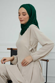 Jersey Shawl for Women %95 Cotton Scarf Head Wrap Modesty Turban Cap Hat,CPS-45 Green