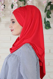 Jersey Shawl for Women %95 Cotton Scarf Head Wrap Modesty Turban Cap Hat,CPS-45 Red