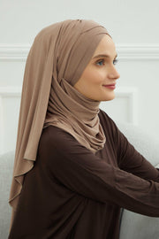 Jersey Shawl for Women %95 Cotton Scarf Head Wrap Modesty Turban Cap Hat,CPS-45 Mink