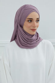 Jersey Shawl for Women %95 Cotton Scarf Head Wrap Modesty Turban Cap Hat,CPS-45 Lilac