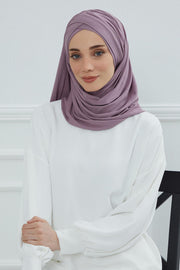 Jersey Shawl for Women %95 Cotton Scarf Head Wrap Modesty Turban Cap Hat,CPS-45 Lilac