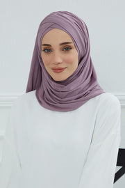 Jersey Shawl for Women %95 Cotton Scarf Head Wrap Modesty Turban Cap Hat,CPS-45 Lilac