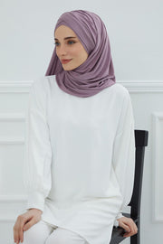Jersey Shawl for Women %95 Cotton Scarf Head Wrap Modesty Turban Cap Hat,CPS-45 Lilac