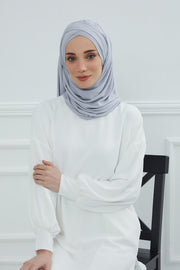 Jersey Shawl for Women %95 Cotton Scarf Head Wrap Modesty Turban Cap Hat,CPS-45 Grey 2