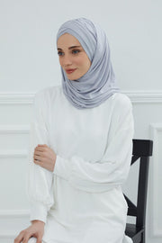 Jersey Shawl for Women %95 Cotton Scarf Head Wrap Modesty Turban Cap Hat,CPS-45 Grey 2