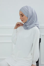 Jersey Shawl for Women %95 Cotton Scarf Head Wrap Modesty Turban Cap Hat,CPS-45 Grey 2