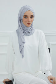 Jersey Shawl for Women %95 Cotton Scarf Head Wrap Modesty Turban Cap Hat,CPS-45 Grey 2