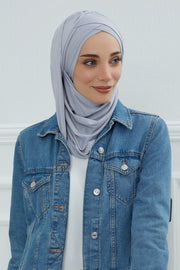 Jersey Shawl for Women %95 Cotton Scarf Head Wrap Modesty Turban Cap Hat,CPS-45 Grey 2