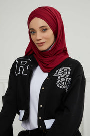 Jersey Shawl for Women %95 Cotton Scarf Head Wrap Modesty Turban Cap Hat,CPS-45 Maroon