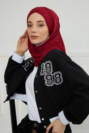 Jersey Shawl for Women %95 Cotton Scarf Head Wrap Modesty Turban Cap Hat,CPS-45 Maroon