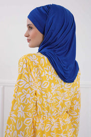 Jersey Shawl for Women %95 Cotton Scarf Head Wrap Modesty Turban Cap Hat,CPS-45 Sax Blue