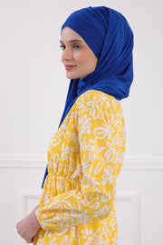 Jersey Shawl for Women %95 Cotton Scarf Head Wrap Modesty Turban Cap Hat,CPS-45 Sax Blue