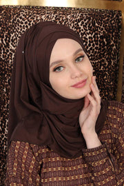 Jersey Shawl for Women %95 Cotton Scarf Head Wrap Modesty Turban Cap Hat,CPS-45 Brown