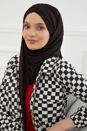 Jersey Shawl for Women %95 Cotton Scarf Head Wrap Modesty Turban Cap Hat,CPS-45 Black