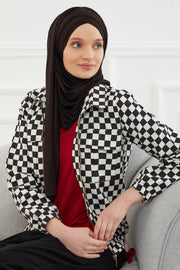 Jersey Shawl for Women %95 Cotton Scarf Head Wrap Modesty Turban Cap Hat,CPS-45 Black