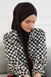 Jersey Shawl for Women %95 Cotton Scarf Head Wrap Modesty Turban Cap Hat,CPS-45 Black