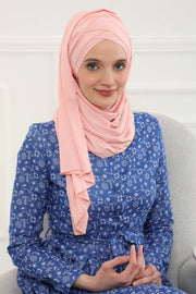 Jersey Shawl for Women %95 Cotton Scarf Head Wrap Modesty Turban Cap Hat,CPS-45 Powder