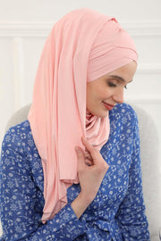 Jersey Shawl for Women %95 Cotton Scarf Head Wrap Modesty Turban Cap Hat,CPS-45 Powder