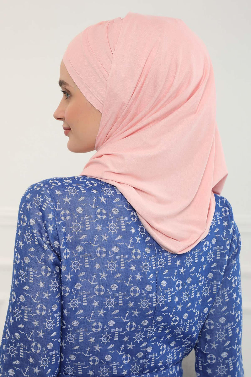 Jersey Shawl for Women %95 Cotton Scarf Head Wrap Modesty Turban Cap Hat,CPS-45 Powder