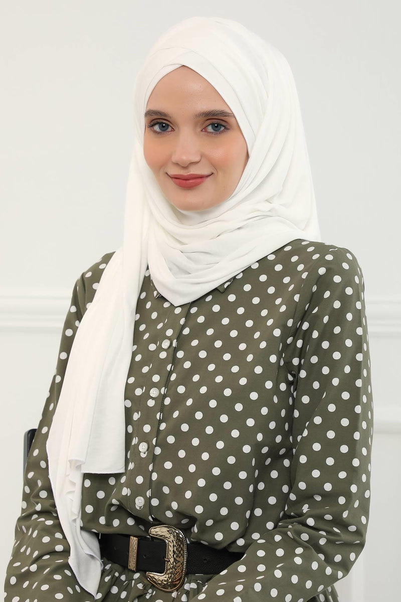 Jersey Shawl for Women %95 Cotton Scarf Head Wrap Modesty Turban Cap Hat,CPS-45 Ivory