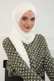 Jersey Shawl for Women %95 Cotton Scarf Head Wrap Modesty Turban Cap Hat,CPS-45 Ivory