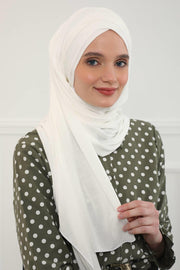 Jersey Shawl for Women %95 Cotton Scarf Head Wrap Modesty Turban Cap Hat,CPS-45 Ivory