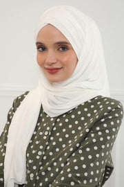 Jersey Shawl for Women %95 Cotton Scarf Head Wrap Modesty Turban Cap Hat,CPS-45 Ivory