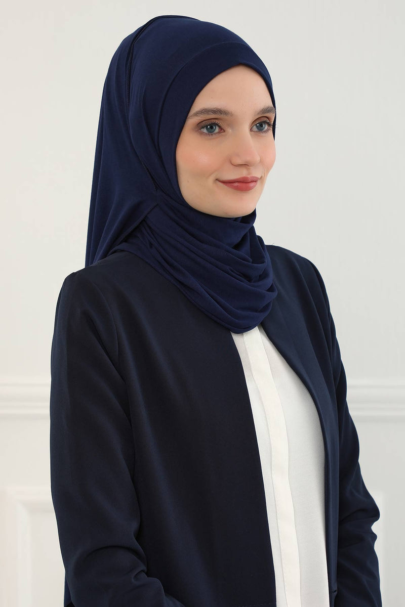 شال جيرسي للنساء شال قطني ممشط فوري للنساء من القطن، قبعة عمامة فورية، غطاء رأس جاهز للارتداء، وشاح، PS-16