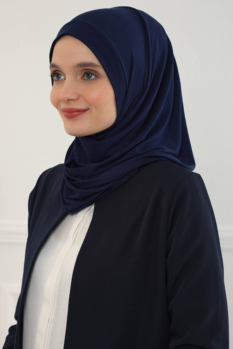 شال جيرسي للنساء شال قطني ممشط فوري للنساء من القطن، قبعة عمامة فورية، غطاء رأس جاهز للارتداء، وشاح، PS-16