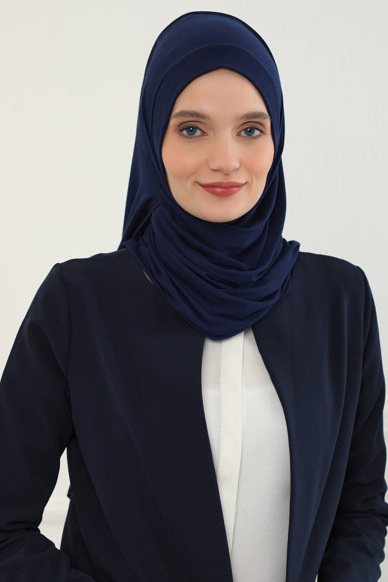 شال جيرسي للنساء شال قطني ممشط فوري للنساء من القطن، قبعة عمامة فورية، غطاء رأس جاهز للارتداء، وشاح، PS-16