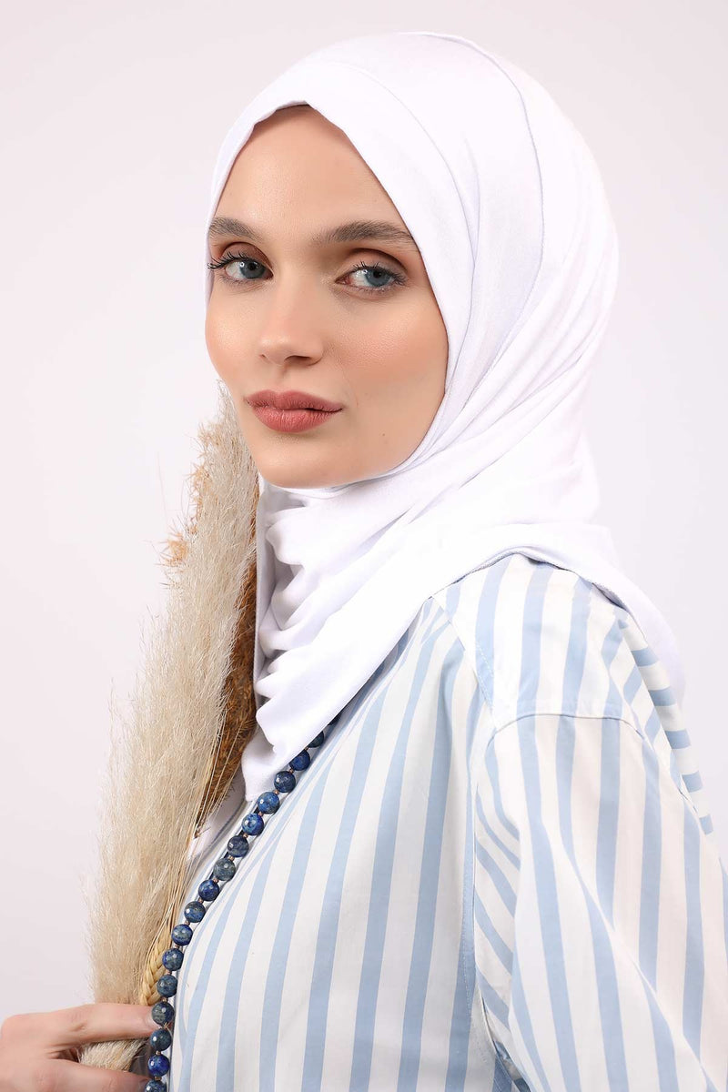 شال جيرسي للنساء شال قطني ممشط فوري للنساء من القطن، قبعة عمامة فورية، غطاء رأس جاهز للارتداء، وشاح، PS-16