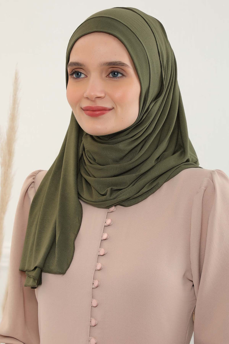 شال جيرسي للنساء شال قطني ممشط فوري للنساء من القطن، قبعة عمامة فورية، غطاء رأس جاهز للارتداء، وشاح، PS-16