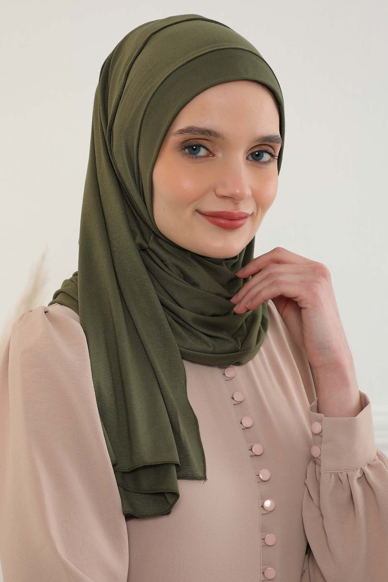 شال جيرسي للنساء شال قطني ممشط فوري للنساء من القطن، قبعة عمامة فورية، غطاء رأس جاهز للارتداء، وشاح، PS-16