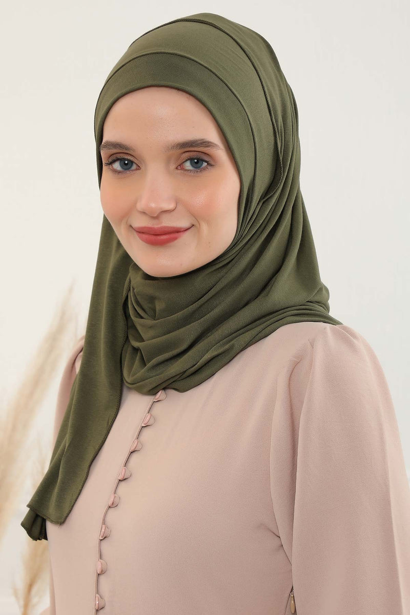 شال جيرسي للنساء شال قطني ممشط فوري للنساء من القطن، قبعة عمامة فورية، غطاء رأس جاهز للارتداء، وشاح، PS-16