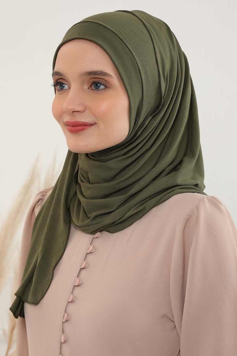 شال جيرسي للنساء شال قطني ممشط فوري للنساء من القطن، قبعة عمامة فورية، غطاء رأس جاهز للارتداء، وشاح، PS-16