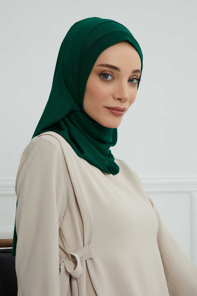 شال جيرسي للنساء شال قطني ممشط فوري للنساء من القطن، قبعة عمامة فورية، غطاء رأس جاهز للارتداء، وشاح، PS-16