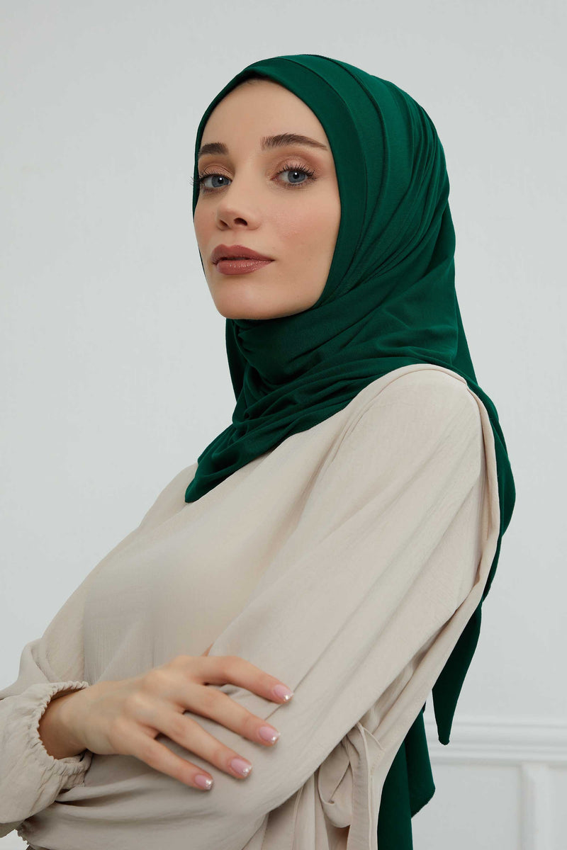 شال جيرسي للنساء شال قطني ممشط فوري للنساء من القطن، قبعة عمامة فورية، غطاء رأس جاهز للارتداء، وشاح، PS-16