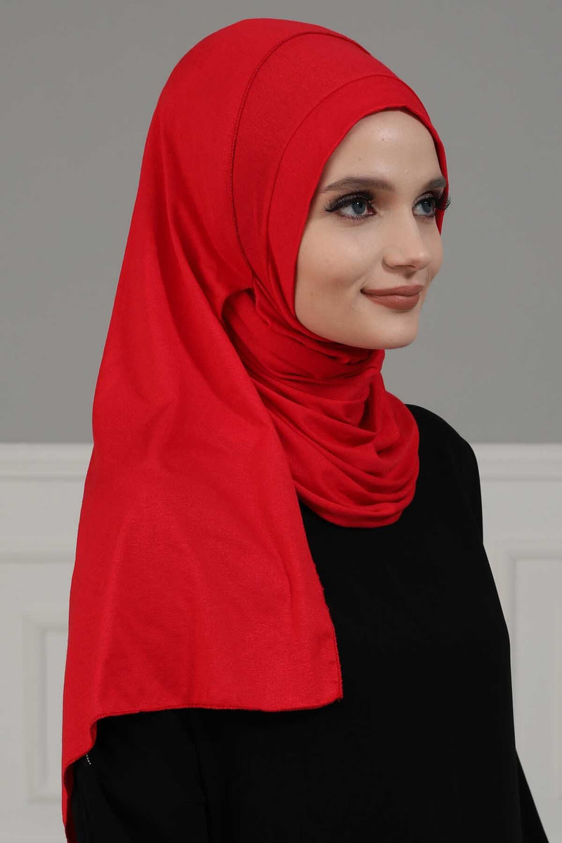 شال جيرسي للنساء شال قطني ممشط فوري للنساء من القطن، قبعة عمامة فورية، غطاء رأس جاهز للارتداء، وشاح، PS-16