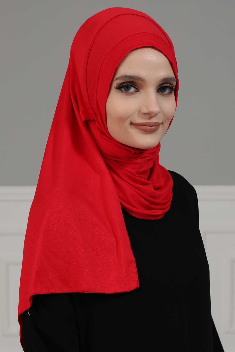 شال جيرسي للنساء شال قطني ممشط فوري للنساء من القطن، قبعة عمامة فورية، غطاء رأس جاهز للارتداء، وشاح، PS-16