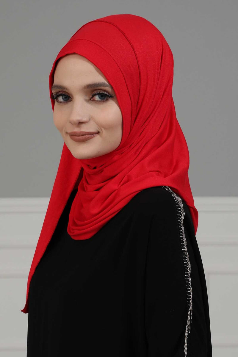 شال جيرسي للنساء شال قطني ممشط فوري للنساء من القطن، قبعة عمامة فورية، غطاء رأس جاهز للارتداء، وشاح، PS-16